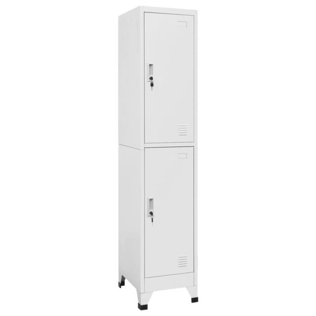 Berkfield Home Locker Cabinet with 2 Compartments 38x45x180 cm in Grey - Size: 38 x 45 x 180 cm - image 1