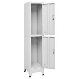 Berkfield Home Locker Cabinet with 2 Compartments 38x45x180 cm in Grey - Size: 38 x 45 x 180 cm - thumbnail 3