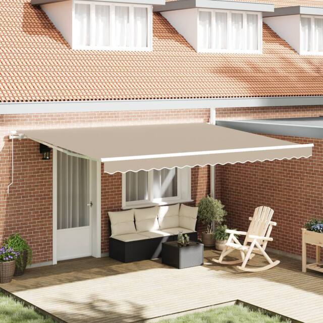 Berkfield Home Manual Retractable Awning Beige 450x300 cm - image 1