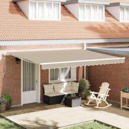 Berkfield Home Manual Retractable Awning Beige 450x300 cm - thumbnail 1
