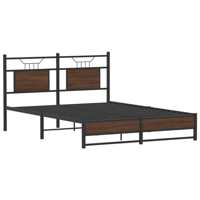 Berkfield Home Decorative Bed Frame without Mattress Brown Oak 137x190 cm Engine - image 1