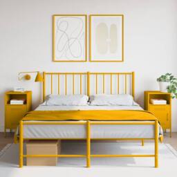 Berkfield Home Sturdy Bedside Cabinets 2 pcs Mustard Yellow 36x39x68 cm Steel - Size: 36 x 39 x 68 cm - thumbnail 2