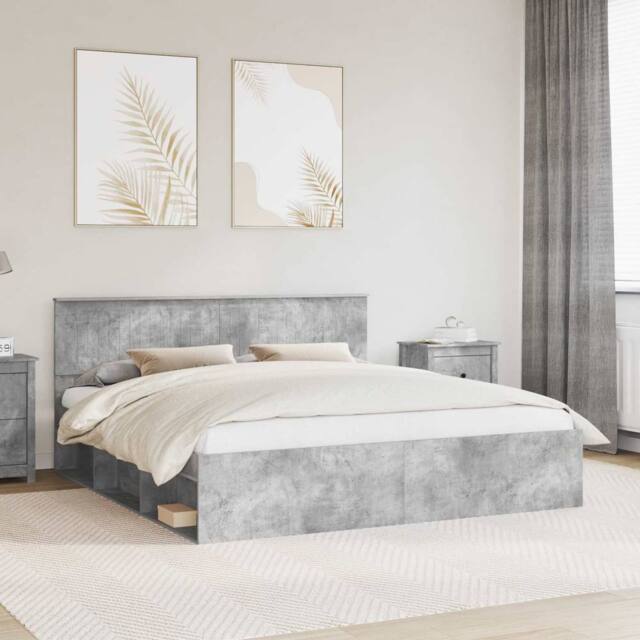 Berkfield Home Bed Frame with Headboard Concerte 180 x 200 cm Solid Pine Wood in Grey - image 1