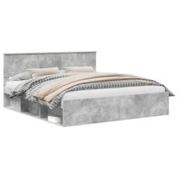 Berkfield Home Bed Frame with Headboard Concerte 180 x 200 cm Solid Pine Wood in Grey - thumbnail 2