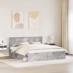 Berkfield Home Bed Frame with Headboard Concerte 180 x 200 cm Solid Pine Wood in Grey - thumbnail 3