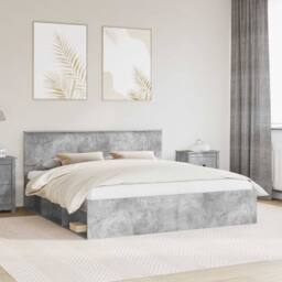 Berkfield Home Bed Frame with Headboard Concerte 180 x 200 cm Solid Pine Wood in Grey - thumbnail 1