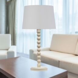 First Choice Lighting Set of 2 Bobbin - Ivory Lamps with White & Chrome Shades - thumbnail 7