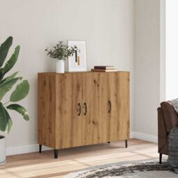 Berkfield Home Sideboard Artisan oak 90x34x80 cm Engineered Wood in Brown - Size: 90 x 34 x 80 cm - thumbnail 3