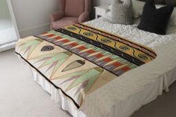 Benjamin Tate Design Egyptian Pattern Blanket in Natural - Size: 120 cm x 150 cm - thumbnail 3
