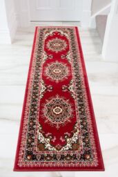 Kukoon Runner Rug Red Bordered Traditional Long Hallway Rugs - Size: 60 cm x 230 cm
