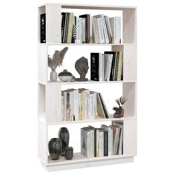 Berkfield Home Beautiful Book Cabinet/Room Divider White 80x25x132 cm Solid Wood Pine - Size: 80 x 25 x 132 cm - thumbnail 4