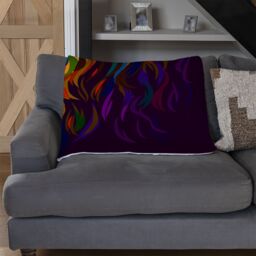 Benjamin Tate Design lion's head on a purple background in popart style Designer Blanket in Natural - Size: 120 cm x 150 cm - thumbnail 2
