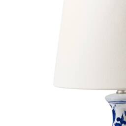Wyld and Coco Blue and White Floral Porcelain Table Lamp - Linen Drum Shade - thumbnail 5