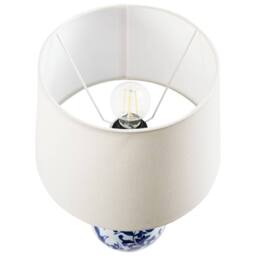 Wyld and Coco Blue and White Floral Porcelain Table Lamp - Linen Drum Shade - thumbnail 4