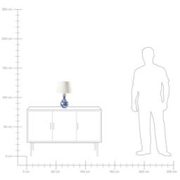 Wyld and Coco Blue and White Floral Porcelain Table Lamp - Linen Drum Shade - thumbnail 9