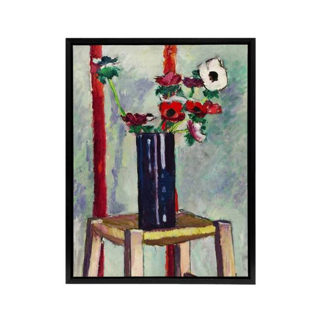 "Artery8 Anemones Vase Still Life Henry Lyman Sayen Framed Canvas Wall Art - Size: W12"" x H16""" - image 1