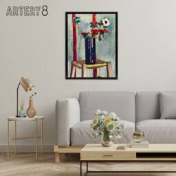 "Artery8 Anemones Vase Still Life Henry Lyman Sayen Framed Canvas Wall Art - Size: W12"" x H16""" - thumbnail 3