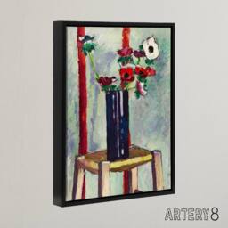 "Artery8 Anemones Vase Still Life Henry Lyman Sayen Framed Canvas Wall Art - Size: W12"" x H16""" - thumbnail 2