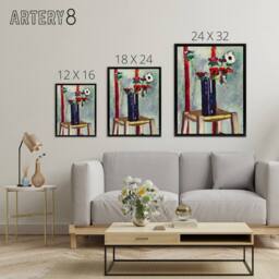 "Artery8 Anemones Vase Still Life Henry Lyman Sayen Framed Canvas Wall Art - Size: W12"" x H16""" - thumbnail 4