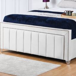 UK Bed Furniture Fiona Slatted Base Upholstered Bed with 48 Inch Headboard in White - Size: Super King - thumbnail 3