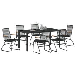 Berkfield Home 7 Piece Garden Dining Set Black PVC Rattan - thumbnail 3