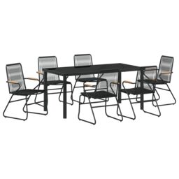 Berkfield Home 7 Piece Garden Dining Set Black PVC Rattan - thumbnail 2