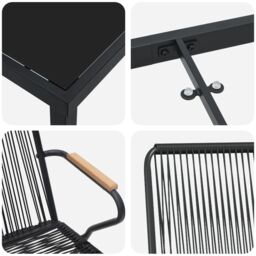 Berkfield Home 7 Piece Garden Dining Set Black PVC Rattan - thumbnail 9