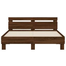 Berkfield Home Bed Frame with LED without Mattress Brown Oak 150x200 cm King Size - thumbnail 7