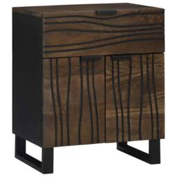 Berkfield Home Bedside Cabinet - 50x33x60 cm, Made from Solid Mango Wood in Brown - Size: 50 x 33 x 60 cm - thumbnail 2