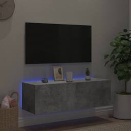 Berkfield Home TV Wall Cabinet with LED Lights Concrete Grey 100x35x31 cm - Size: 100 x 35 x 31 cm - thumbnail 5