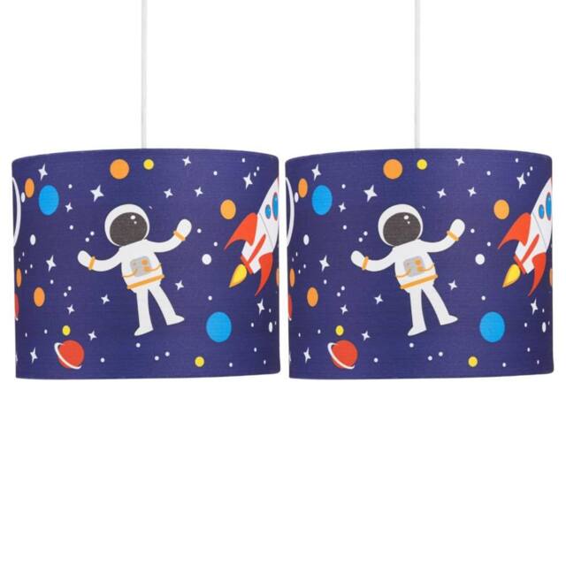 First Choice Lighting Set of 2 Space Rocket 25cm Light Shades in Blue - image 1