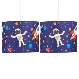 First Choice Lighting Set of 2 Space Rocket 25cm Light Shades in Blue - thumbnail 1
