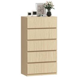 HOMCOM Bedroom Chest of Drawers, 5 Drawers Dresser, Drawer Unit, Natural - thumbnail 2