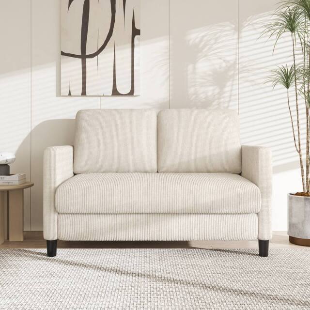 Dprodo 129CM Small Sofa Couch, Soft Corduroy LoveSeat in Beige - Size: 1 Pack - image 1