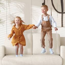 Dprodo 129CM Small Sofa Couch, Soft Corduroy LoveSeat in Beige - Size: 1 Pack - thumbnail 5
