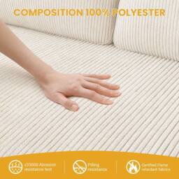 Dprodo 129CM Small Sofa Couch, Soft Corduroy LoveSeat in Beige - Size: 1 Pack - thumbnail 3