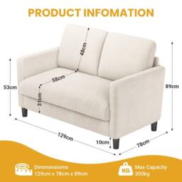 Dprodo 129CM Small Sofa Couch, Soft Corduroy LoveSeat in Beige - Size: 1 Pack - thumbnail 2