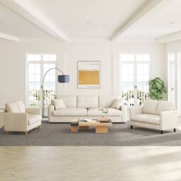 Dprodo 129CM Small Sofa Couch, Soft Corduroy LoveSeat in Beige - Size: 1 Pack - thumbnail 9