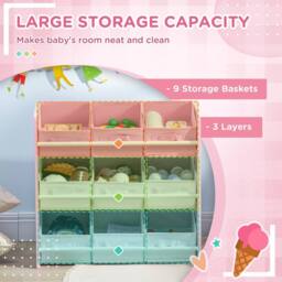 STILVORA Kids Storage Rack with 9 Baskets in Pink - thumbnail 6