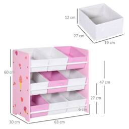 STILVORA Kids Storage Rack with 9 Baskets in Pink - thumbnail 4