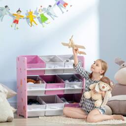 STILVORA Kids Storage Rack with 9 Baskets in Pink - thumbnail 3