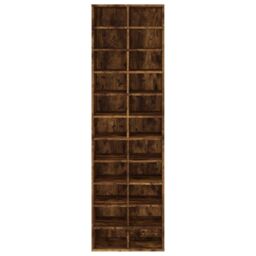 Berkfield Home Shoe Cabinet Smoked Oak 54x34x183 cm Engineered Wood in Brown - Size: 54 x 34 x 183 cm - thumbnail 4