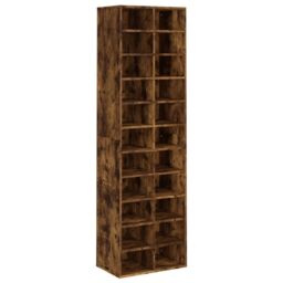 Berkfield Home Shoe Cabinet Smoked Oak 54x34x183 cm Engineered Wood in Brown - Size: 54 x 34 x 183 cm - thumbnail 2