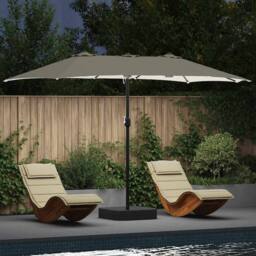 Berkfield Home Garden Parasol Folding Sand 385 x 209 x 244 cm Fabric in Light Sand - thumbnail 2
