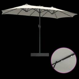 Berkfield Home Garden Parasol Folding Sand 385 x 209 x 244 cm Fabric in Light Sand - thumbnail 9