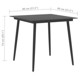 Berkfield Home Decorative Garden Dining Table Black 80x80x74 cm Steel & Glass - Size: 80 x 80 x 74 cm - thumbnail 4