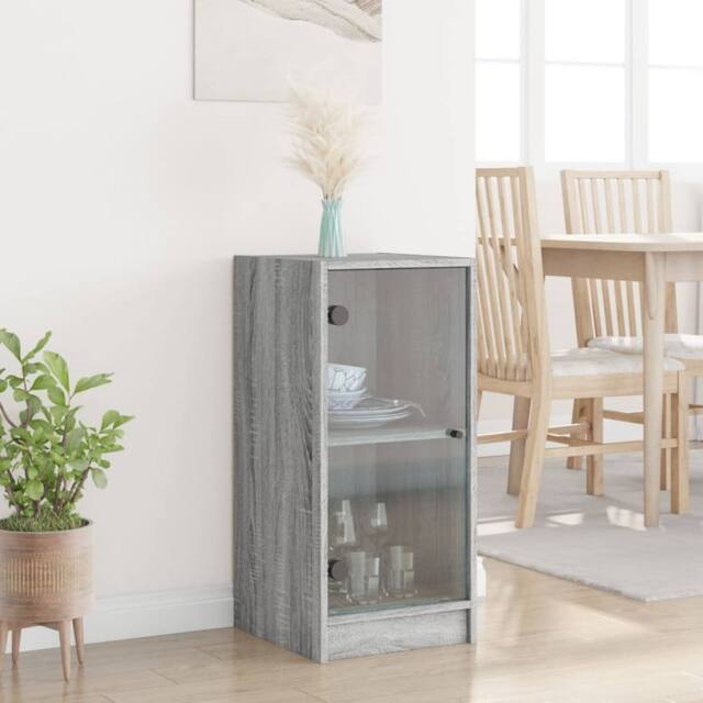 Berkfield Home Side Cabinet with Glass Doors Grey Sonoma 35x37x75.5 cm - image 1