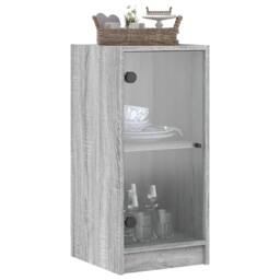 Berkfield Home Side Cabinet with Glass Doors Grey Sonoma 35x37x75.5 cm - thumbnail 4