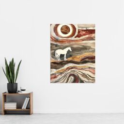 "Artery8 White Horse Abstract Camargue France Landscape Wall Art Print in Brown - Size: W18"" x H24""" - thumbnail 4