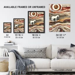 "Artery8 White Horse Abstract Camargue France Landscape Wall Art Print in Brown - Size: W18"" x H24""" - thumbnail 3